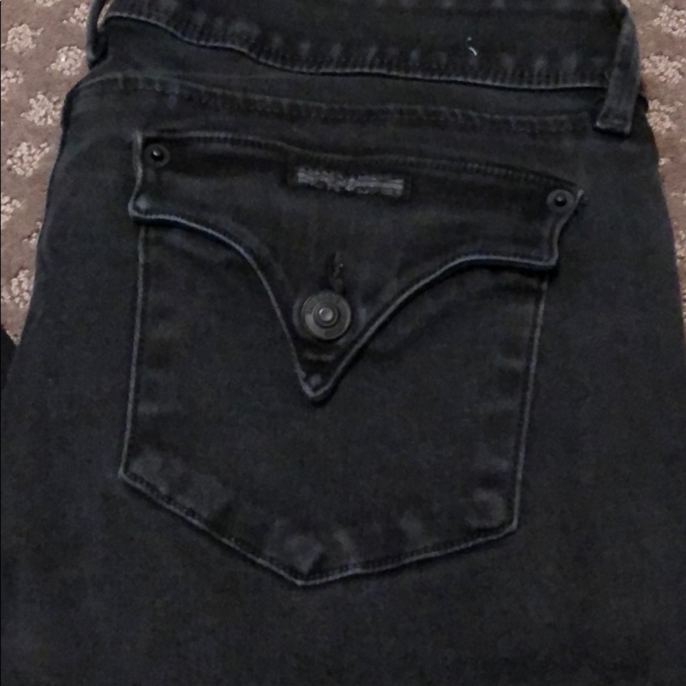 Hudson Skinny black distressed jean 31